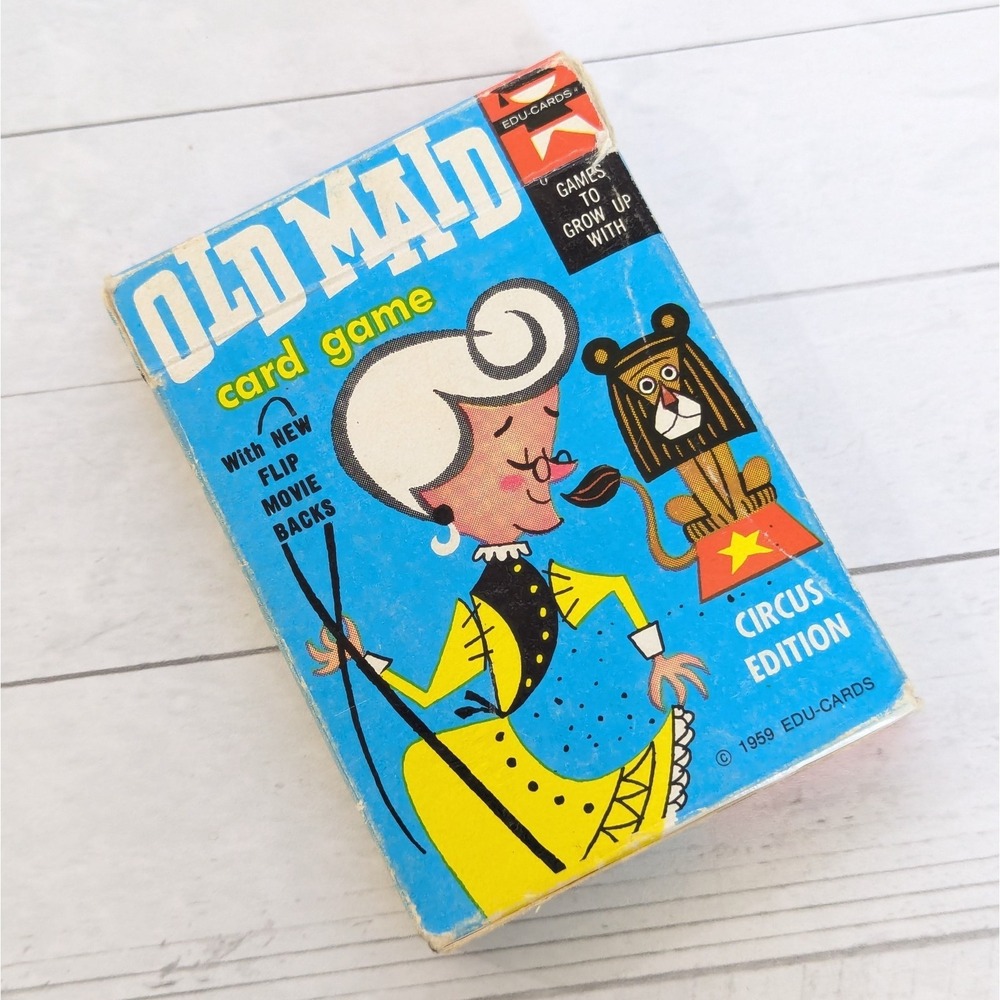 Vintage 1959 ED-U-CARDS Old Maid Card Game Circus Edition Complete In Box